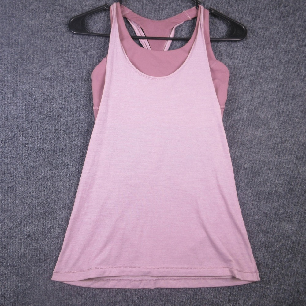 Lululemon Tank Top Womens 4 Pink No Limits Built In Bra Strappy Yoga Athletic